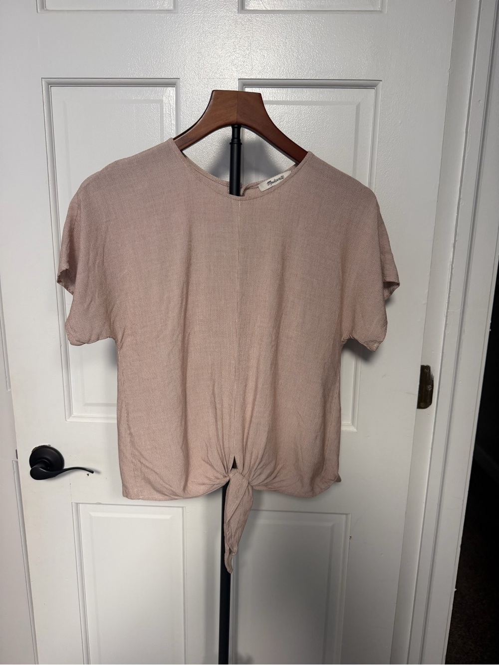 Madewell Blush Tie-Front Button Back Blouse Small